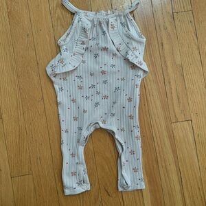 Jessica Simpson Baby Girls Floral Ribbed Romper Sleeveless Ruffle Jumpsuit 6-9M